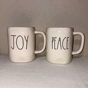 Rae Dunn Cream Mugs - Joy & Peace